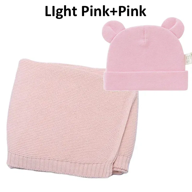 Color: Dark Grey, Size: Option 1, Ships From: CN - Personalized Baby Name Newborn Cotton Beanie and Knitted Blanket Set Embroidered Name Covering and Cute Hat Gift Set
