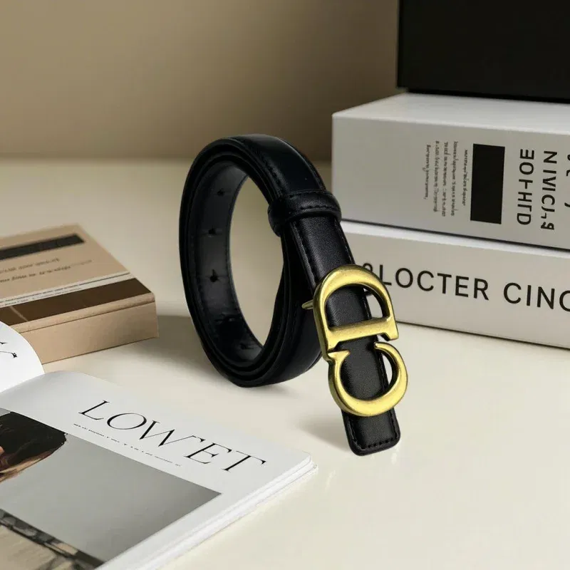 Color: Coffee, Belt Length: 110cm - Composite alloy letter buckle women's genuine leather belt high-end belt jeans dress high-quality casual versatile belt