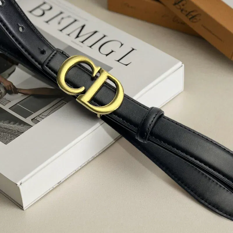 Color: Coffee, Belt Length: 110cm - Composite alloy letter buckle women's genuine leather belt high-end belt jeans dress high-quality casual versatile belt
