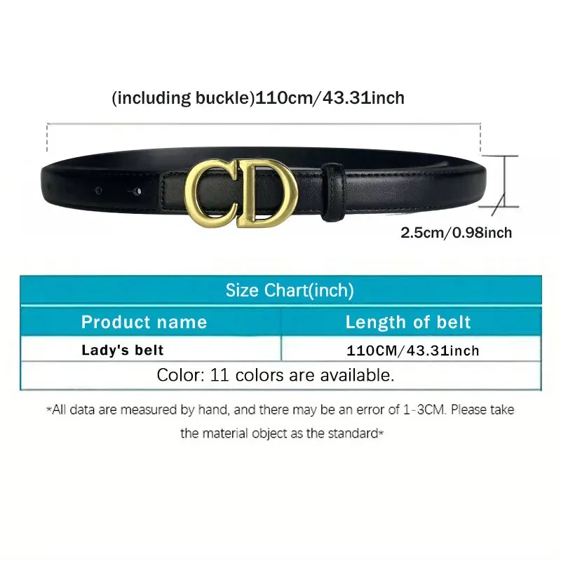 Color: Coffee, Belt Length: 110cm - Composite alloy letter buckle women's genuine leather belt high-end belt jeans dress high-quality casual versatile belt