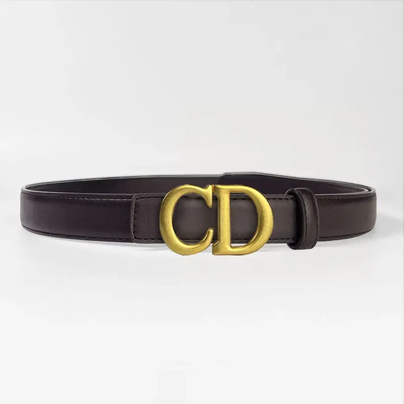 Color: Coffee, Belt Length: 110cm - Composite alloy letter buckle women's genuine leather belt high-end belt jeans dress high-quality casual versatile belt