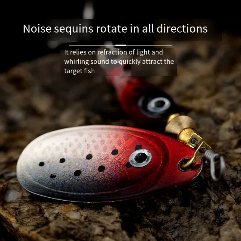 Color: WHITE - Rotating Metal Spinner Fishing Lures 9.1g 7cm Sequins Iscas Artificial Hard Baits Crap Bass Pike Treble Hook Tackle Accessories