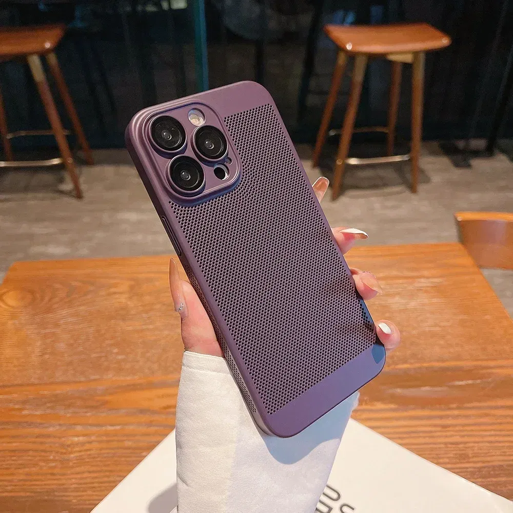 Color: Blue, Compatible-Phone Models: For iPhone 12 Pro, Ships From: CHINA - Breathable Heat Dissipation Cooling Case For iPhone 16 Pro Max 15 14 13 12 11 PC Hard Back Cover