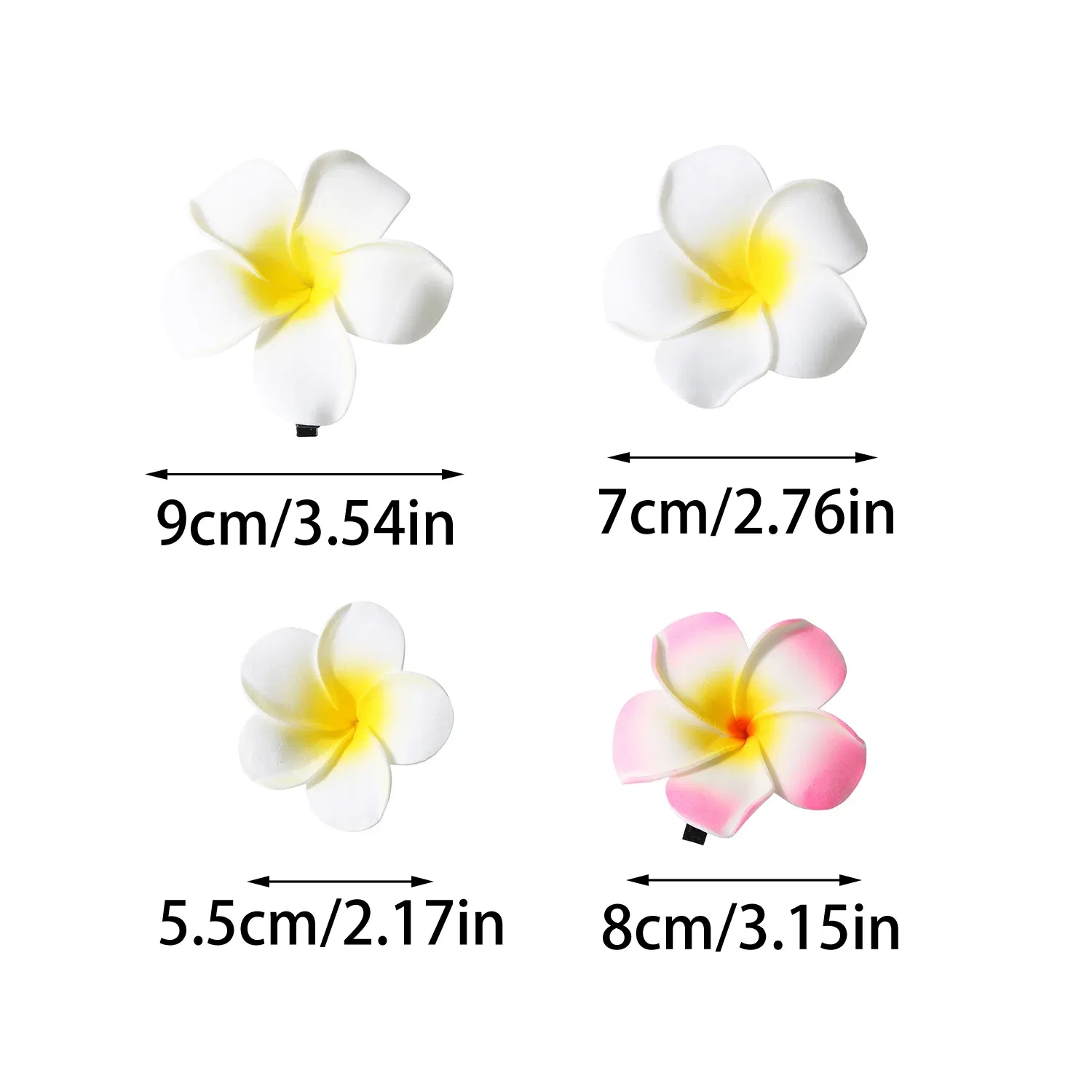 Color: GRAY - 5.5/7/8/9cm Plumeria Flower Hair Clips For Girls Women Hairpins Egg Flower Barrette Hawaiian Wedding Artificial Headwear