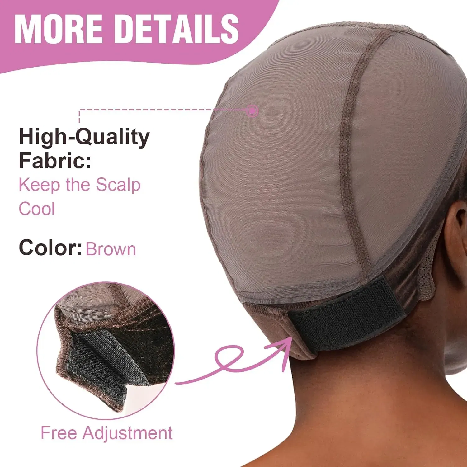 Color: Jet-black - Lace Wig Grip Cap Wig Grip Band for Lace Front Wigs to Keep Wigs in Place, Adjustable Wig Cap with Grip Band Non Slip Cap