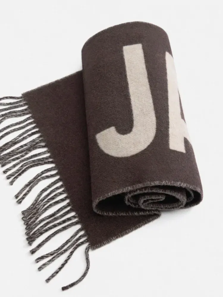 Color: black - 2025 100% wool scarf for women luxury brand winter thick warm neck scarves monogram high quality ladies fashion cashmere shawl