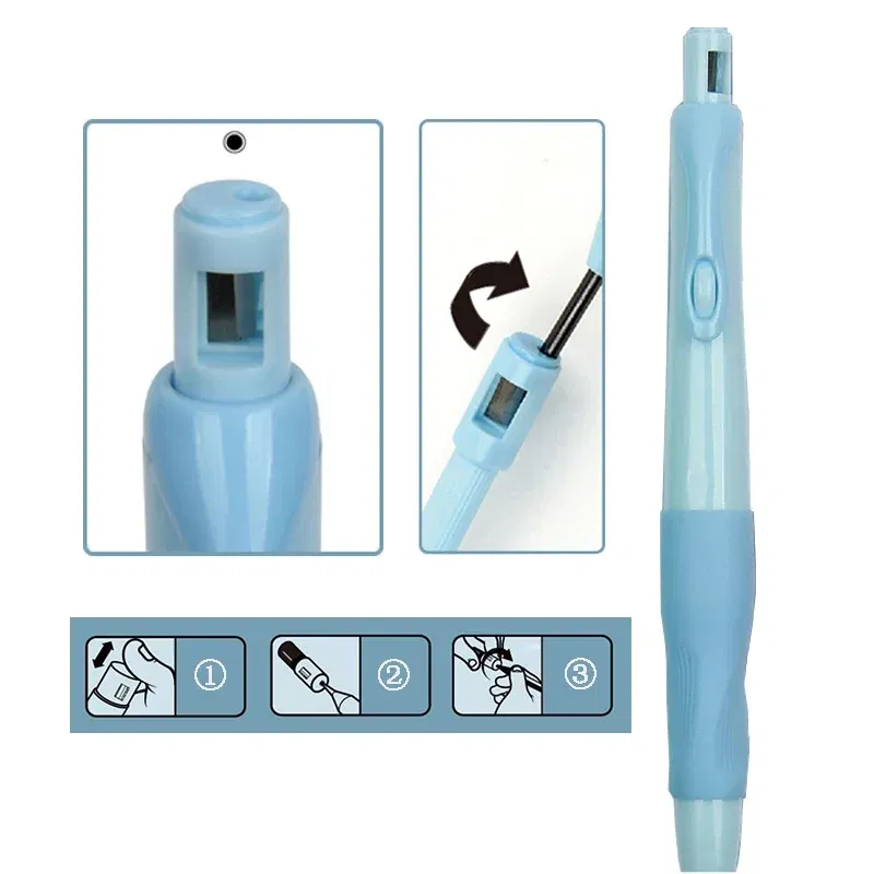 Color: Yellow - 0.5/0.7/0.9/2.0mm Cute Dolphin Mechanical Pencil Correct holder Pencil 2B Lead Student Writing Drawing Supply School Stationery