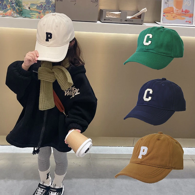 Color: black - NEW Children's Kid Baseball Cap Girls Boy Hats Adjustable 50-54cmSunscreen Baby Hat Hip Hop Letter Embroidered Casual Kids Caps