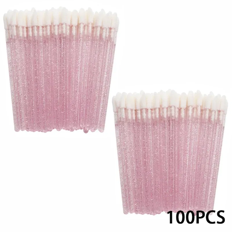 Handle Color: black - 100/300PCS Disposable Lip Brush Makeup Brushes Lipstick Applicator Wands Wholesale Eyelashes Extension Tool Beauty Accessories