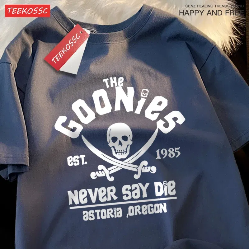 Color: Pink, Size: S - The Goonies Never Say Die T Shirts Men Women Comfortable Crewneck Tshirt Breathable Cotton T Shirts Street Loose Couple Clothing