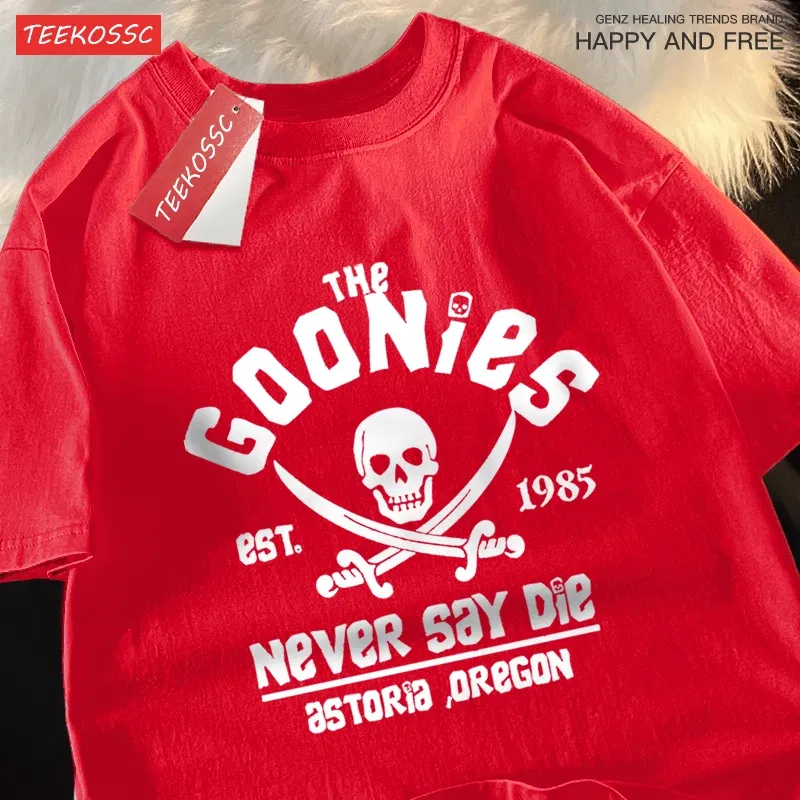 Color: Pink, Size: S - The Goonies Never Say Die T Shirts Men Women Comfortable Crewneck Tshirt Breathable Cotton T Shirts Street Loose Couple Clothing