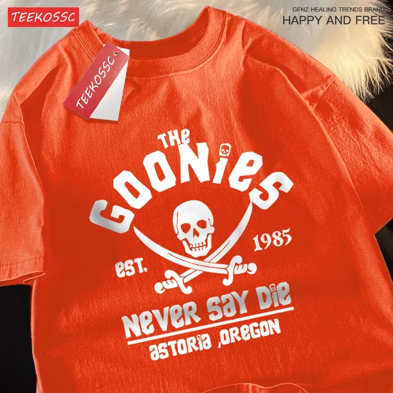 Color: Pink, Size: S - The Goonies Never Say Die T Shirts Men Women Comfortable Crewneck Tshirt Breathable Cotton T Shirts Street Loose Couple Clothing