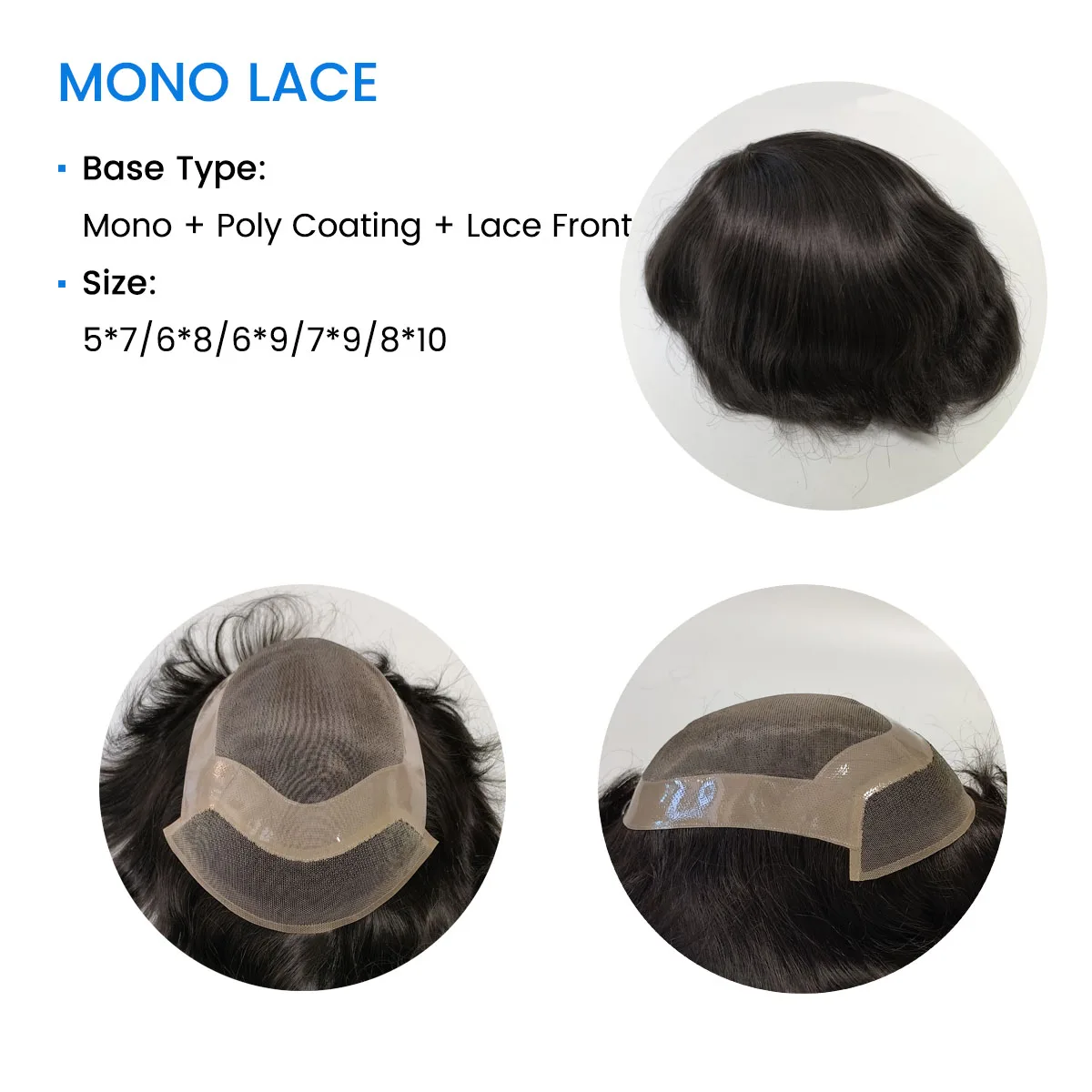 Toupee Color: 1b#, Toupee Density: 130%, Length: 8 inches,  Toupee Size: 7x9, Toupee Design: free - Hywel 6 Inches Mono Lace Men Toupee Men Wig 100% Human Hair System Unit Male Wig  Lace Front Mono Top Natural Hairline Toupee
