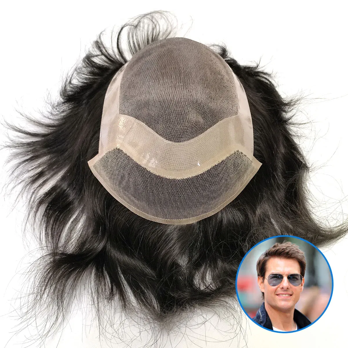 Toupee Color: 1b#, Toupee Density: 130%, Length: 8 inches,  Toupee Size: 7x9, Toupee Design: free - Hywel 6 Inches Mono Lace Men Toupee Men Wig 100% Human Hair System Unit Male Wig  Lace Front Mono Top Natural Hairline Toupee