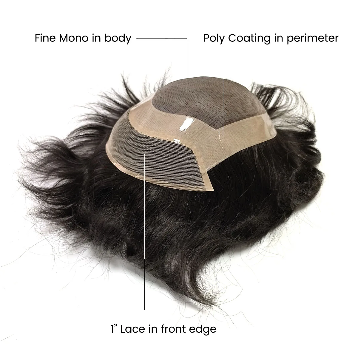 Toupee Color: 1b#, Toupee Density: 130%, Length: 8 inches,  Toupee Size: 7x9, Toupee Design: free - Hywel 6 Inches Mono Lace Men Toupee Men Wig 100% Human Hair System Unit Male Wig  Lace Front Mono Top Natural Hairline Toupee