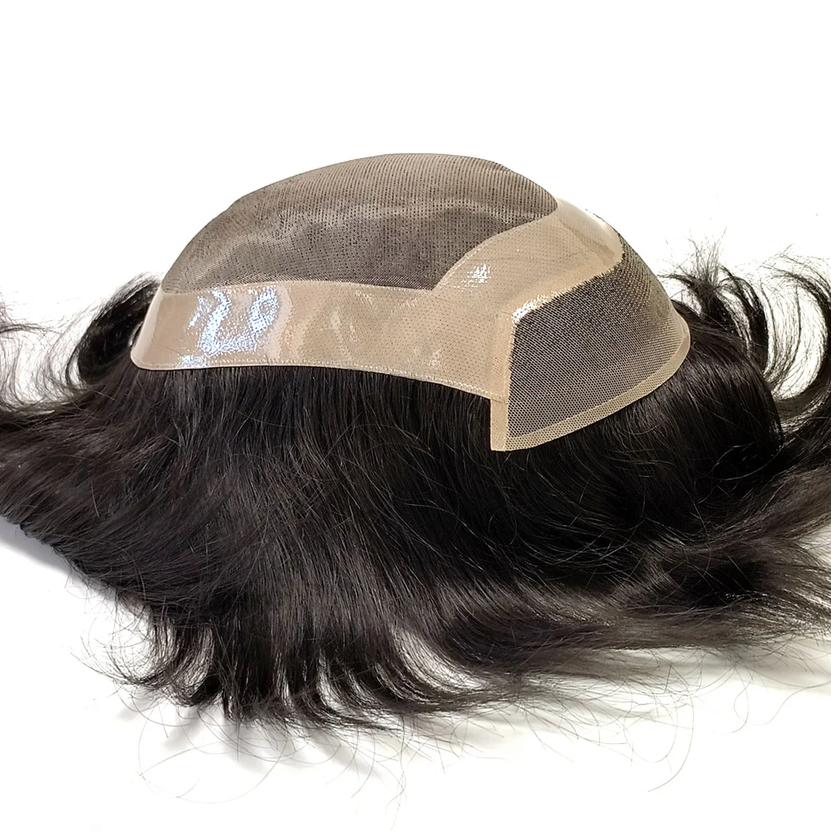 Toupee Color: 1b#, Toupee Density: 130%, Length: 8 inches,  Toupee Size: 7x9, Toupee Design: free - Hywel 6 Inches Mono Lace Men Toupee Men Wig 100% Human Hair System Unit Male Wig  Lace Front Mono Top Natural Hairline Toupee
