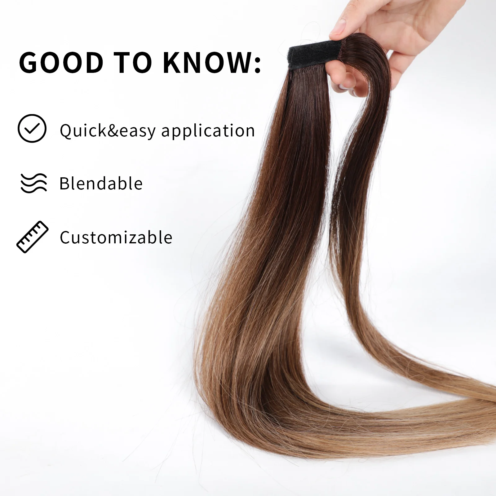 Color: T1B/613 - Synthetic Hair Chip-in Hair Extension Pony Tail Wig Heat-Resistant Straight Hair With Ponytail Wig 20Inch Long Black Brown Ombr3