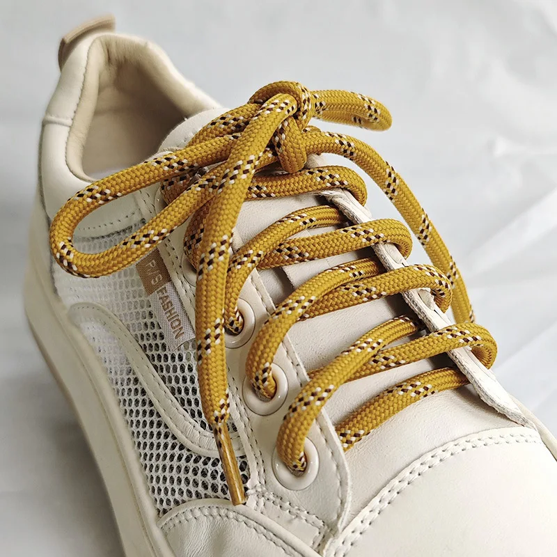 Color: black, Length: 120cm - Colorful Diagonal Dots Round Rope Shoelaces Coarse Weave Polyester Shoes Laces For Women Men Sports Casual Sneaker DE Tran Shoes