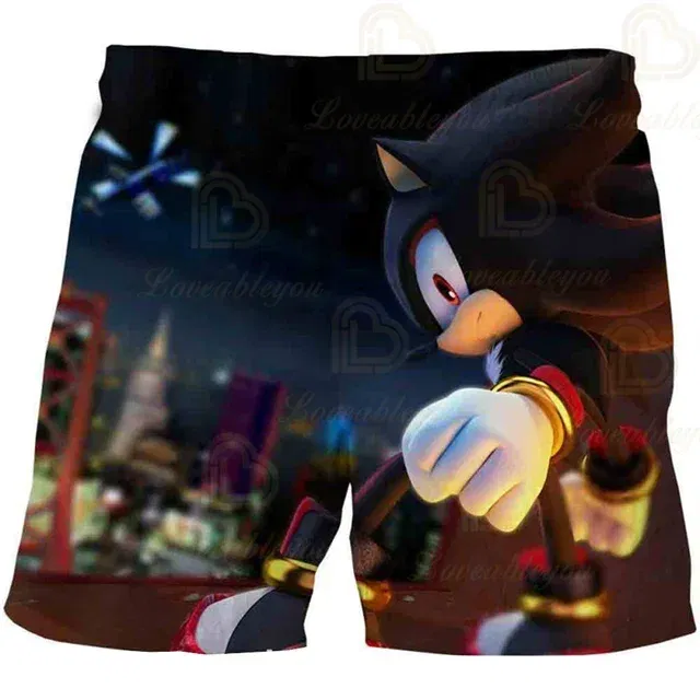 Color: Silver, Kid Size: 4T - New Anime Kids Sonic Shorts Fashion Boys Girls Clothes Harajuku Cute Baby Cartoon Casual Summer Boy Boy Beach Pants