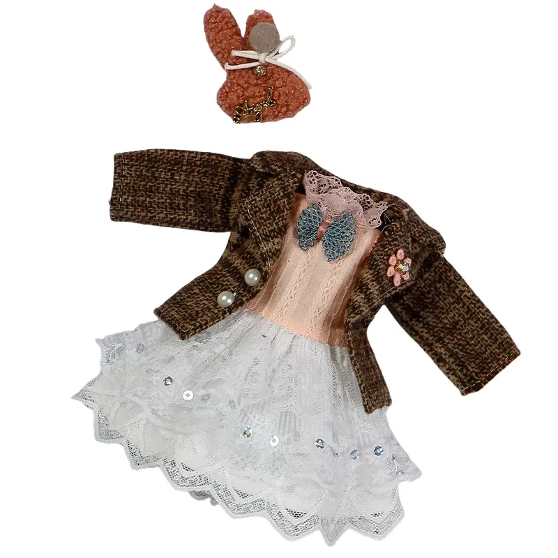 Color: Orange - 30CM BJD Doll Clothes Girl Dress Up Makeup DIY Toys  Accessories Dress Princess Doll House Set Children Humanoid Doll Girl Gifts