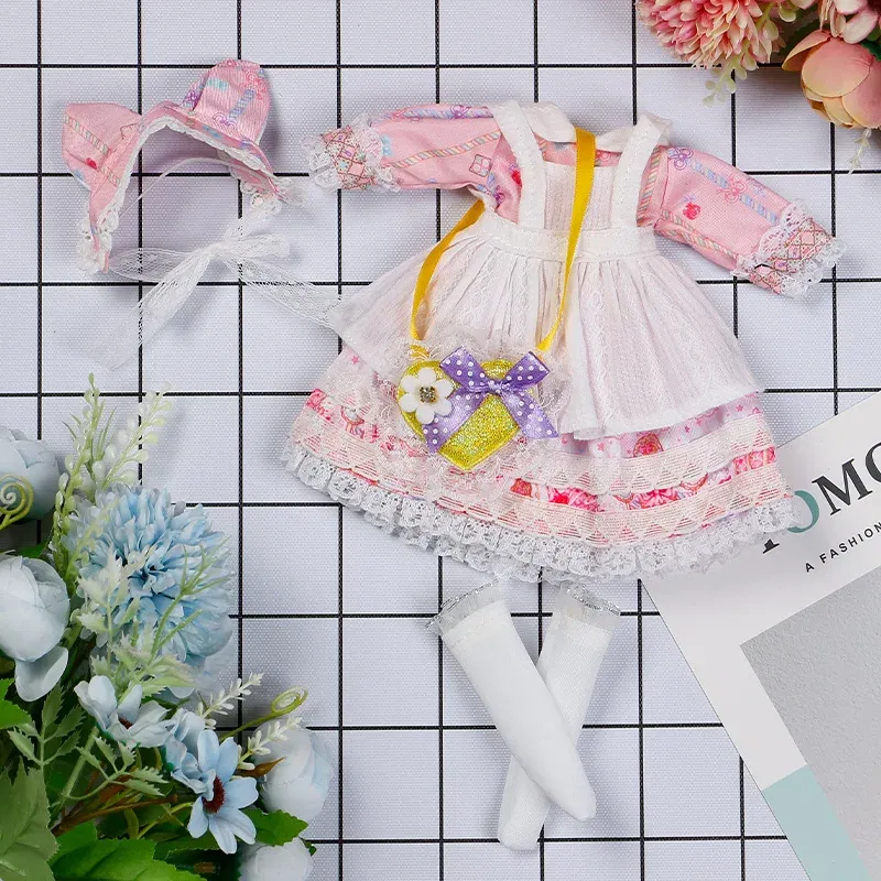 Color: Orange - 30CM BJD Doll Clothes Girl Dress Up Makeup DIY Toys  Accessories Dress Princess Doll House Set Children Humanoid Doll Girl Gifts