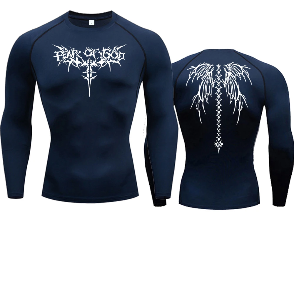 Color: Turquoise, Size: S - Men's Compression Shirt Anime Print Gym Sport Quick Dry Gym TShirts Fitness Athletic Undershirts Elasticity Tops Tee Summer Male