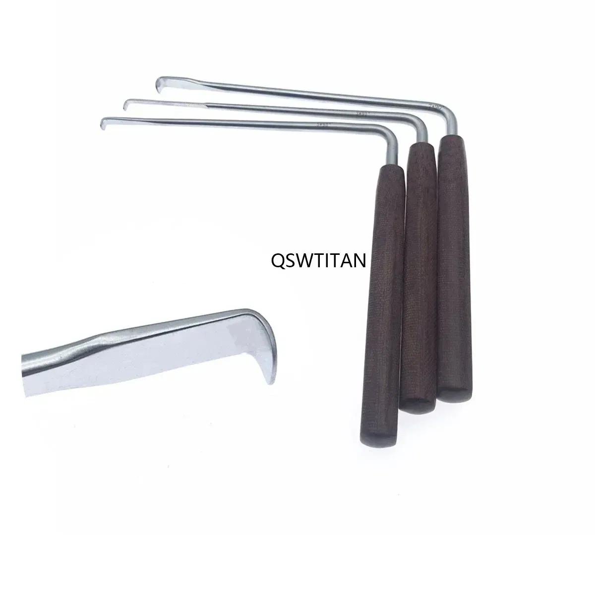 Color: Red - Nerve Root Hook Retractor with wooden handle brain Bone Retractor Stainless Steel nerve pull hook