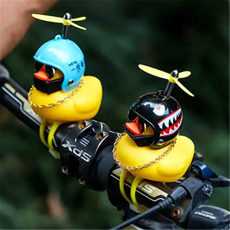 Color: Yellow - In Bulk Light Straps for Yellow Small Bike Duck Bicycle bell Duck Ducky Bicycle Airscrew Helmet Wind Motor Riding Lights Horn