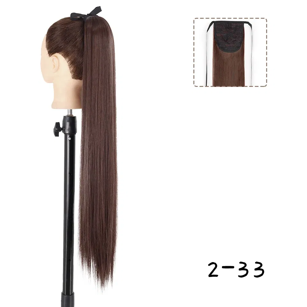 Color: T1B/30, Stretched Length: 34inches - AZQUEEN Straight Synthetic Hairpiece With Ponytail 85cm Super Long Wrap Around Clip In Hair Extensions Pony Tail For Daily Wear