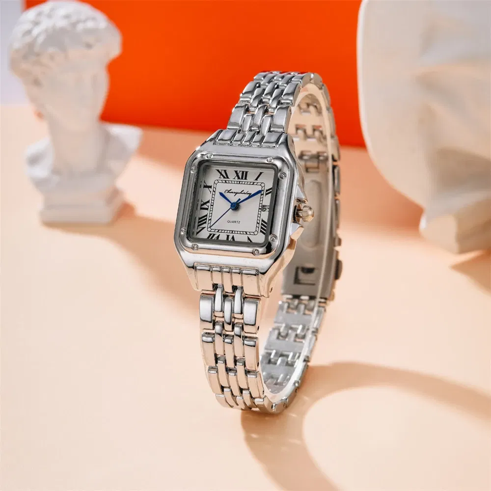 Color: Pink, Ships From: CHINA - Luxury Branded Women Watches 2023 Simple Square Roman Calendar Women Quartz Watch Fashion Stainless Steel Strap Ladies Clock