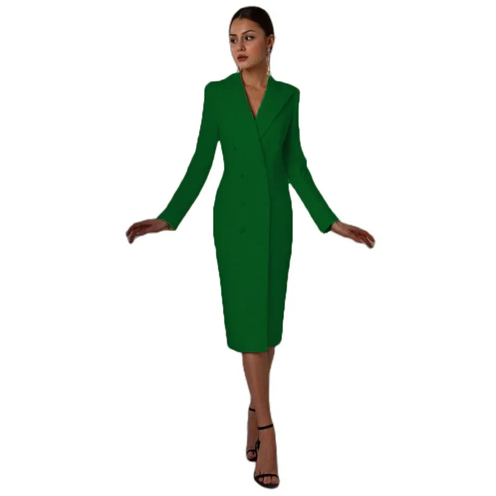 Color: green, Size: M - Women's Suit Long Blazer Double Breasted Jacket White Tuxedo Party Point Lapel Clothes спор?‚ивн?‹й кос?‚юм ?¶?µнск