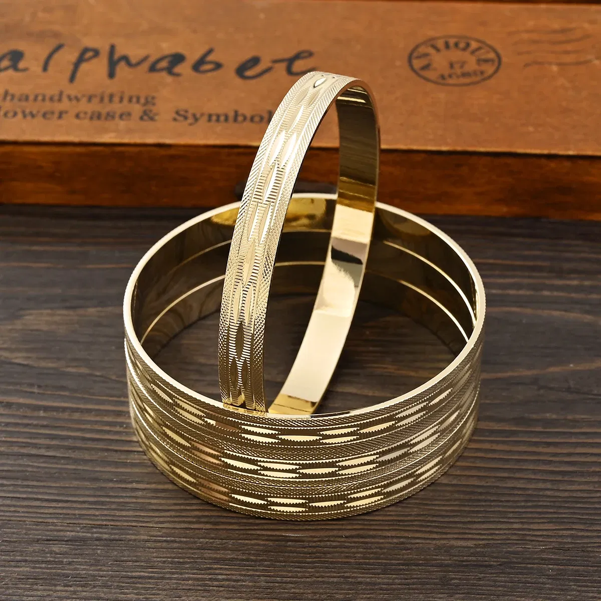 Metal Color: Antique Bronze Plated - Adult Size 4PCS 65MM 9K Gold Color Hig Quality Top Sale Cute Bracelet Jewelry  Flower Bangle Girl Birthday Party Gift