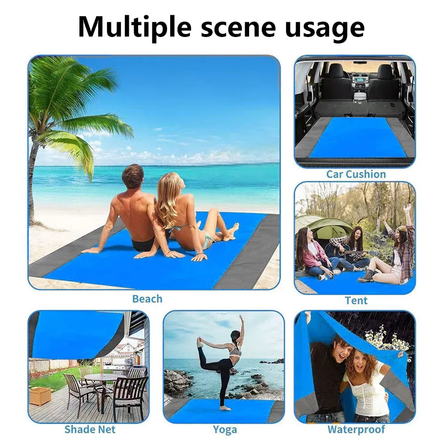 200*210cm Sandproof Beach Blanket Waterproof Beach Mat Portable Lightweight Picnic Blanket Camping Mat For Travel Hiking Sports
