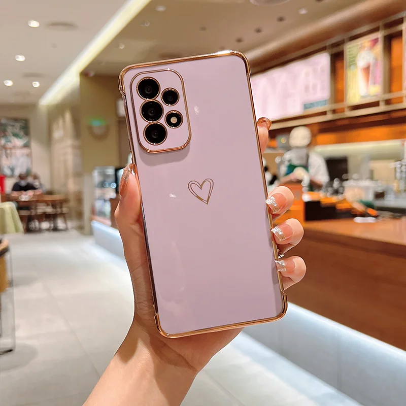 Color: Orange, Compatible-Phone Models: For iPhone 8 Plus, Ships From: CHINA - Electroplating Love Heart Phone Case For Samsung Galaxy S25 S24 Ultra S23 S22 A13 A14 A52 A53 Protect Lens Shockproof Back Cover