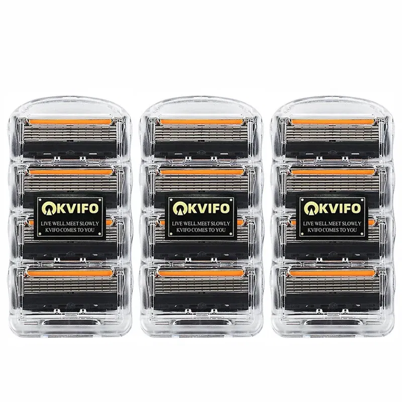 Color: Red - KVIFO High Quality 5-ply Razor Manual Shaving Blades Men Face Shaving Razor Replacement Cutter Heads & Razor Holders Sets