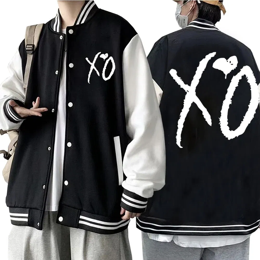 Color: black, Size: M - The Weeknd XO Jacket Hoodie The Weeknd The Host Music Sweatshirt Long Sleeve  Baseball Uniform Clothes Unisex