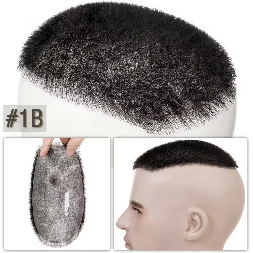 Toupee Color: 30R#, Toupee Design: free - Men's Short Hair Wig Piece with PU Around Hair Men's Wig Replacement System Prosthetic Hair Wig Male Pieces For Men Baldness