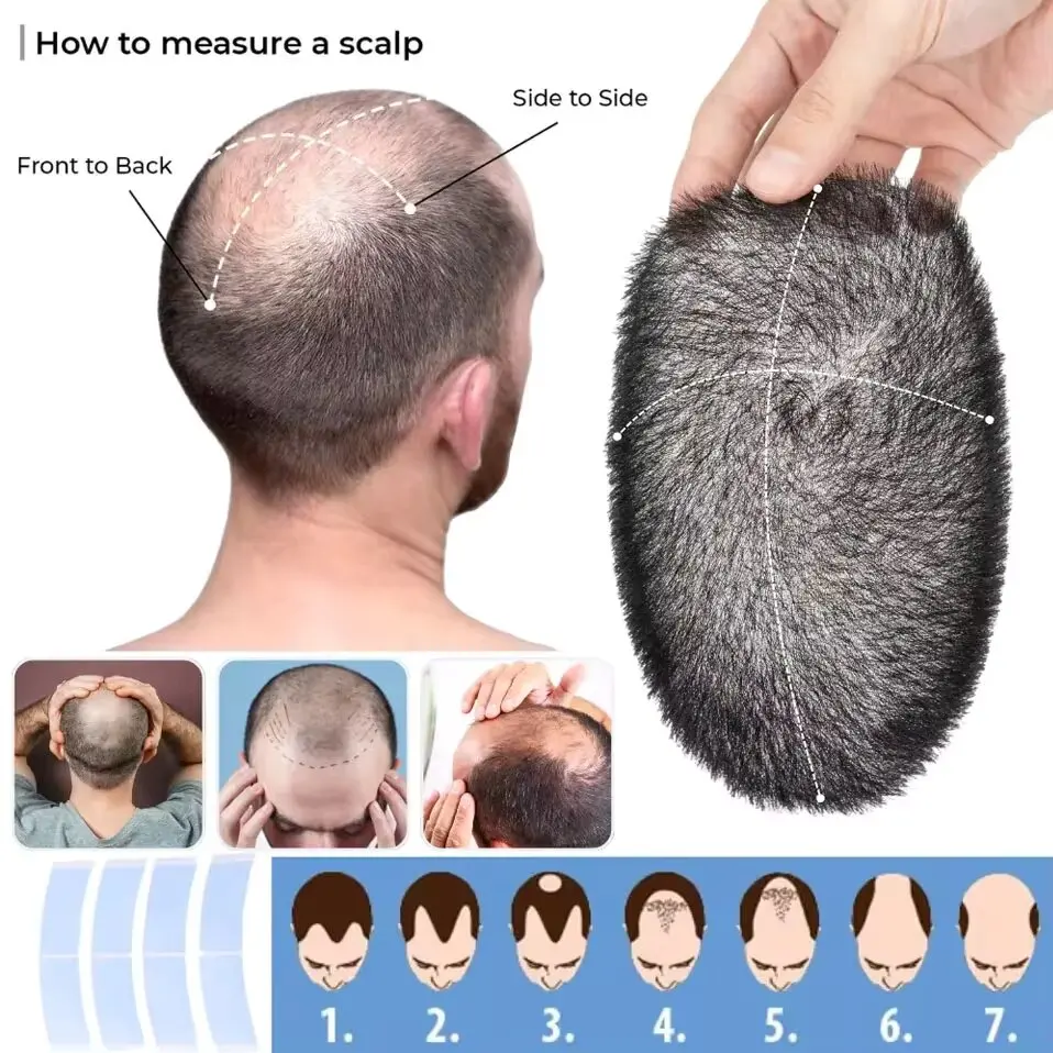 Toupee Color: 30R#, Toupee Design: free - Men's Short Hair Wig Piece with PU Around Hair Men's Wig Replacement System Prosthetic Hair Wig Male Pieces For Men Baldness