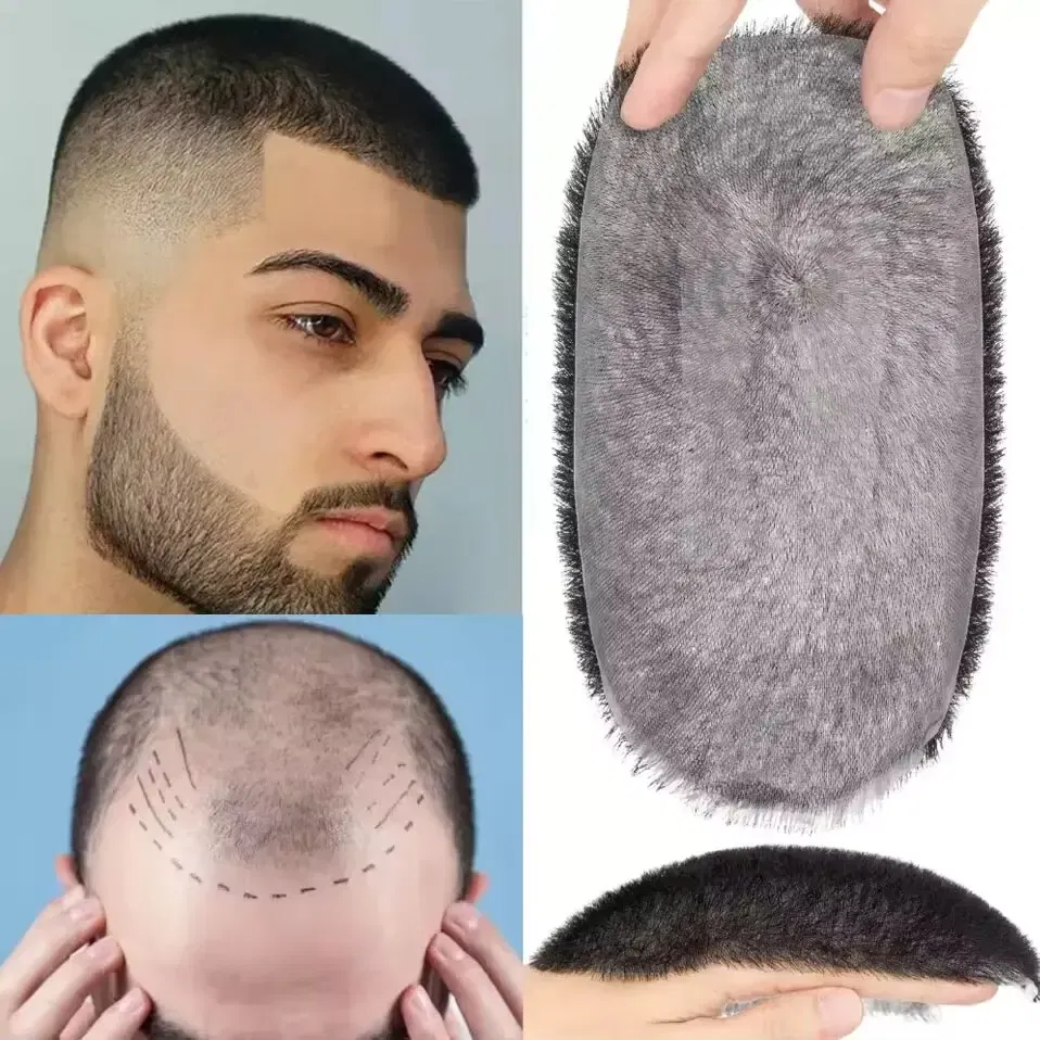 Toupee Color: 30R#, Toupee Design: free - Men's Short Hair Wig Piece with PU Around Hair Men's Wig Replacement System Prosthetic Hair Wig Male Pieces For Men Baldness