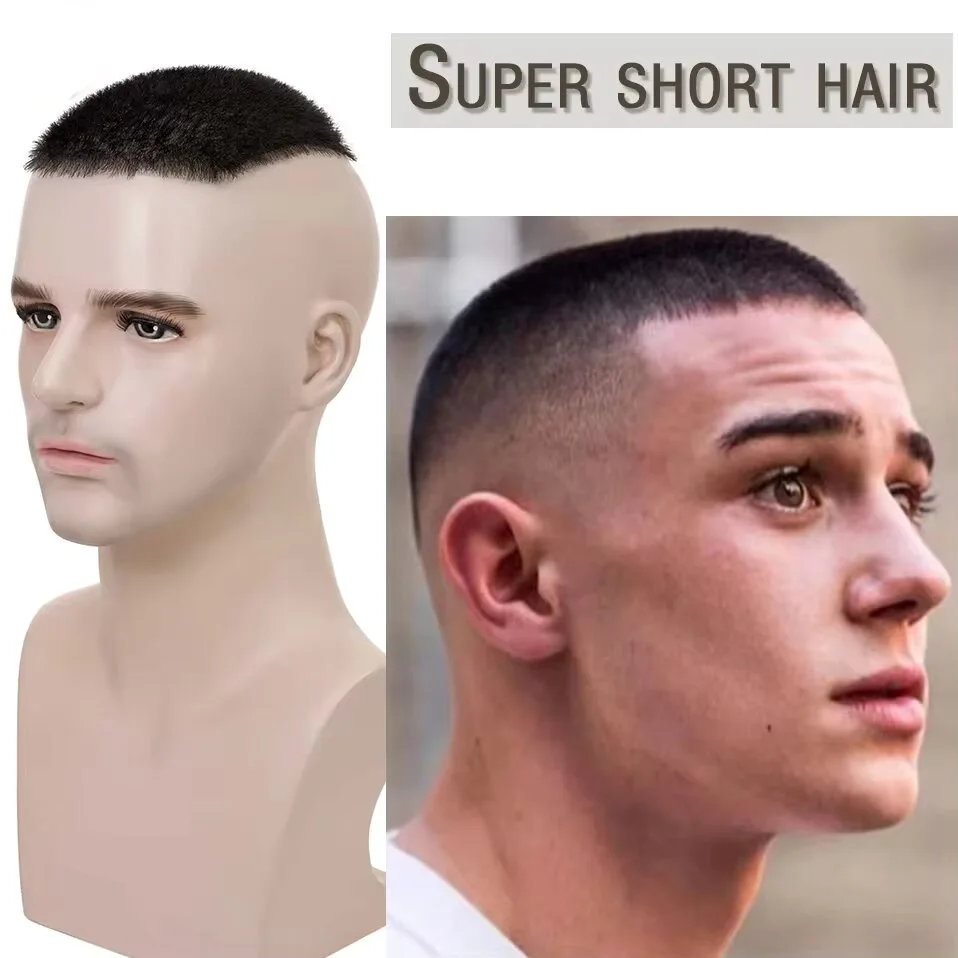 Toupee Color: 30R#, Toupee Design: free - Men's Short Hair Wig Piece with PU Around Hair Men's Wig Replacement System Prosthetic Hair Wig Male Pieces For Men Baldness
