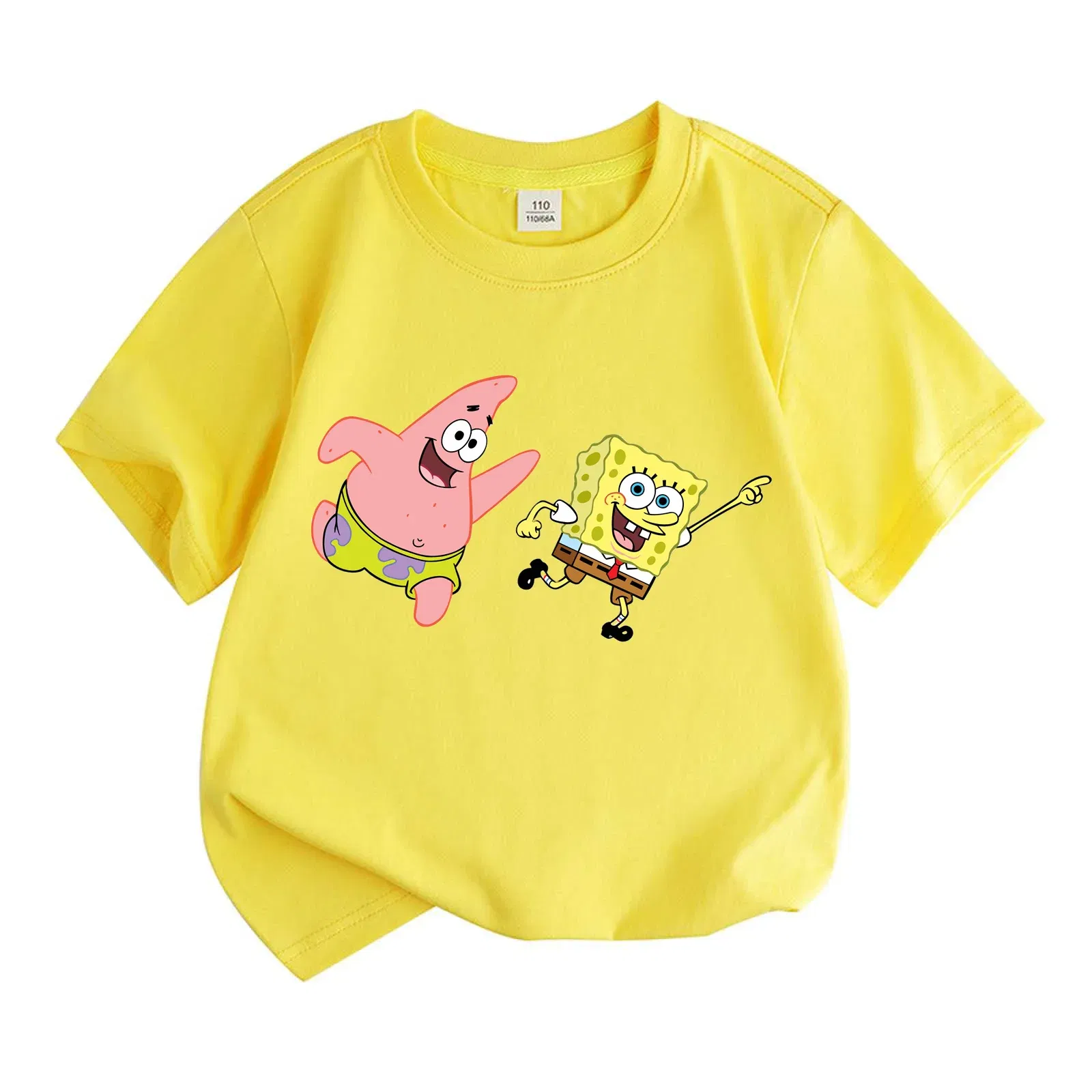 Color: Blue, Kid Size: 11T - Mr. Krabs Squidward  Sandy Spongebob T-shirt 100%Cotton  Children Round Neck Short-sleeved Boys Girls  Fashion Kids Clothes