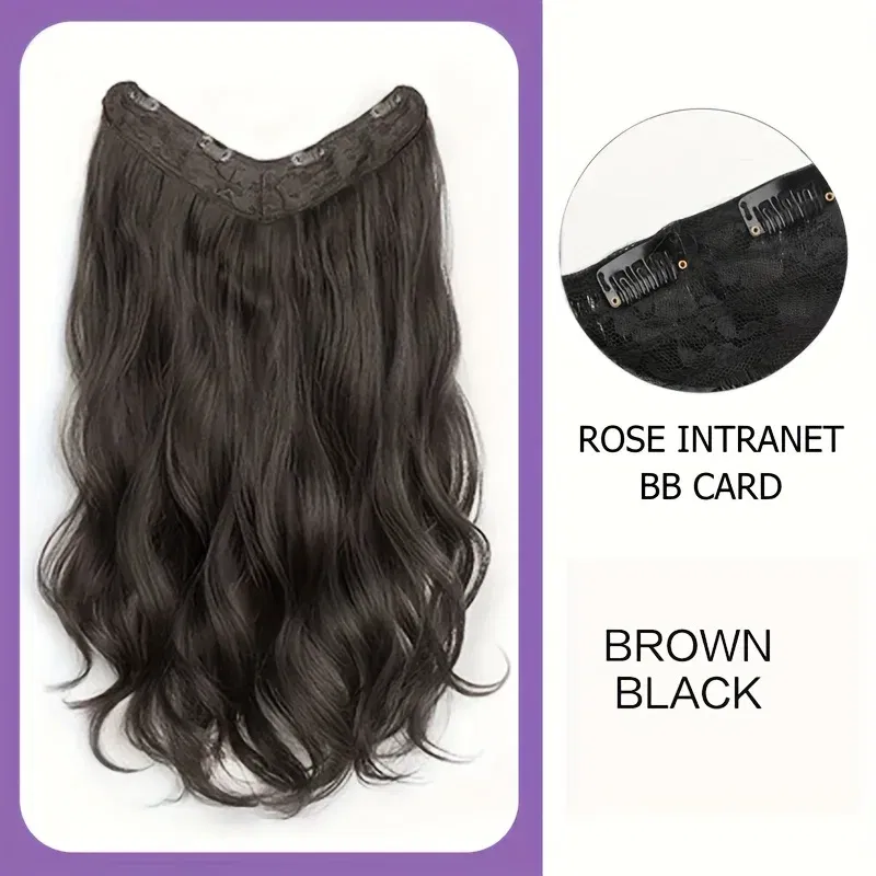 Color: 1B/30HL, Stretched Length: 16inches - Synthetic Long Wavy U-shaped Clip In Hair Extensions 16Inch/20Inch/24inch Clip On Hair Extensions For Women Hair Accessories