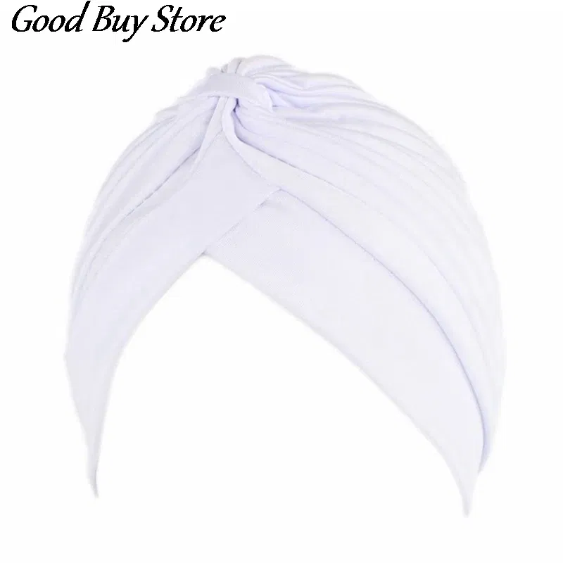 Color: black - Solid Color Turban Hat Women Muslim Stretch Hijabs Hats Islamic Underscarf Head Wrap Cap Female Plain Headwear Headband Soft