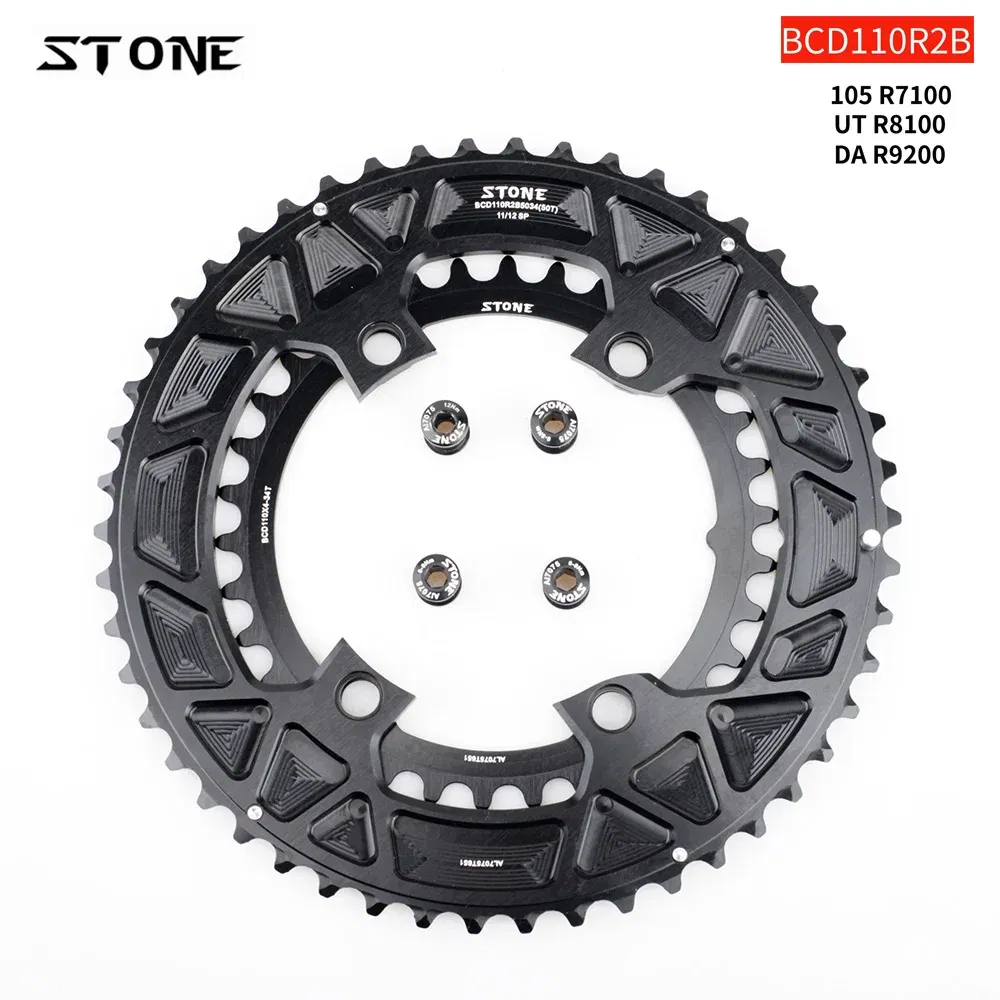 Color: Green,  Chainwheel Teeth: 28T - STONE Double Chainring BCD 110mm 4 Bolts for 105 R7100 Ultegra R8100 R9200 Dura Ace Road Bike Chainwheel Chain Ring