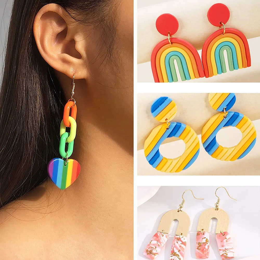 Color: light yellow - Stainless Steel Polymer Pottery Clay Cutter Tool DIY Ceramic Craft Cutting Mold for Earring Jewelry Pendant Making