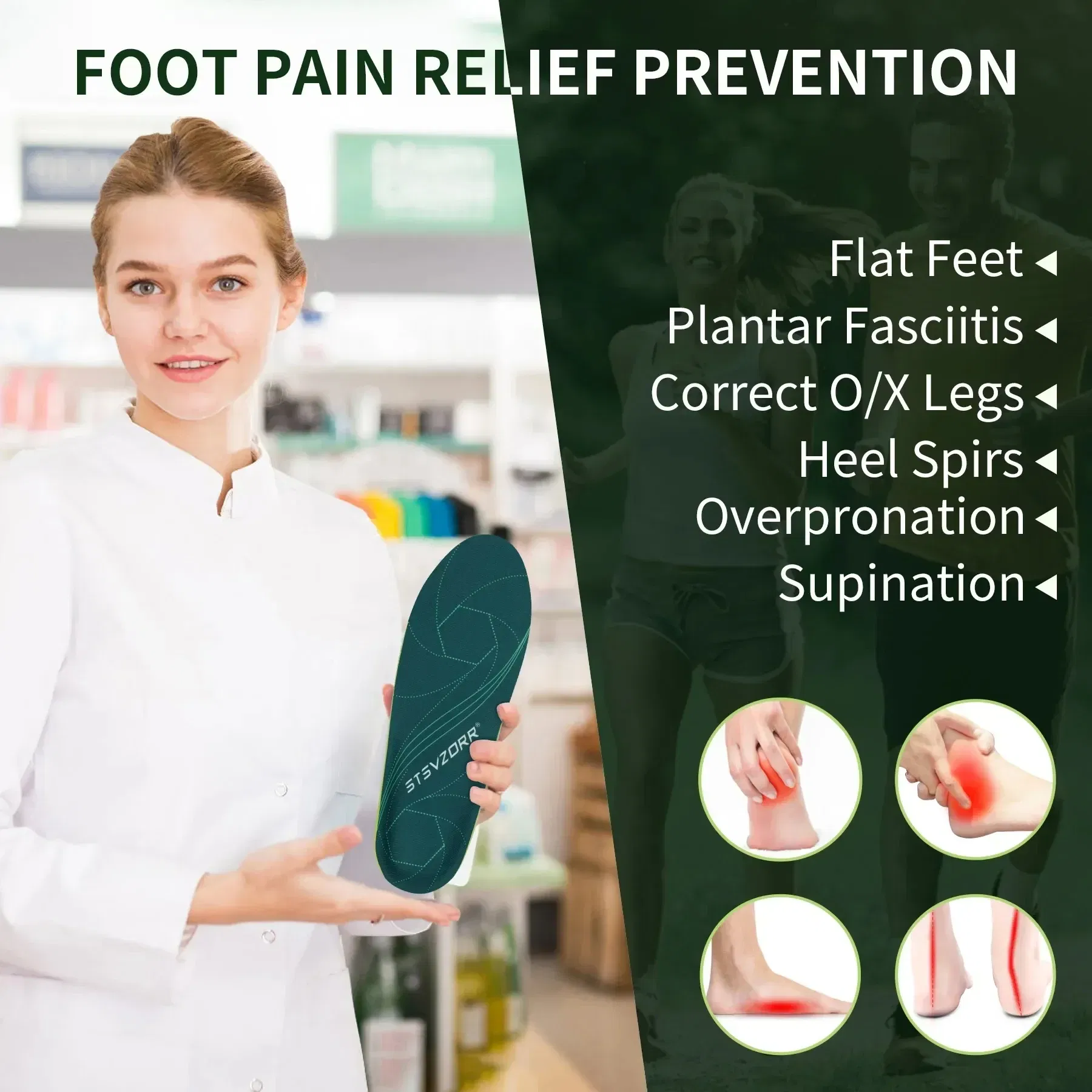 Plantar Fasciitis Heavy Support 210lb Orthopedic Insert Flat Feet Heel Pain Relief Work Boot Insole All-Day Cushioning Men Women