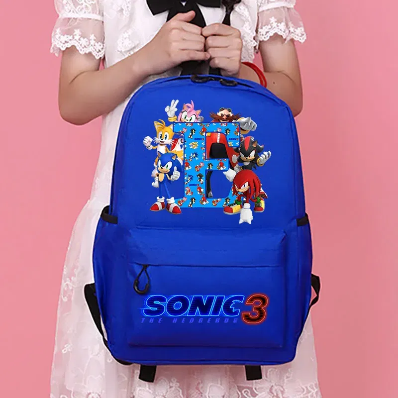Color: light green, Size: 12" - Sonics Children Cartoon Schoolbag Kids Anime Cute Backpack Boy Fashion Knapsack Student Casual Shoulders Book Bag Xmas Gift 2025