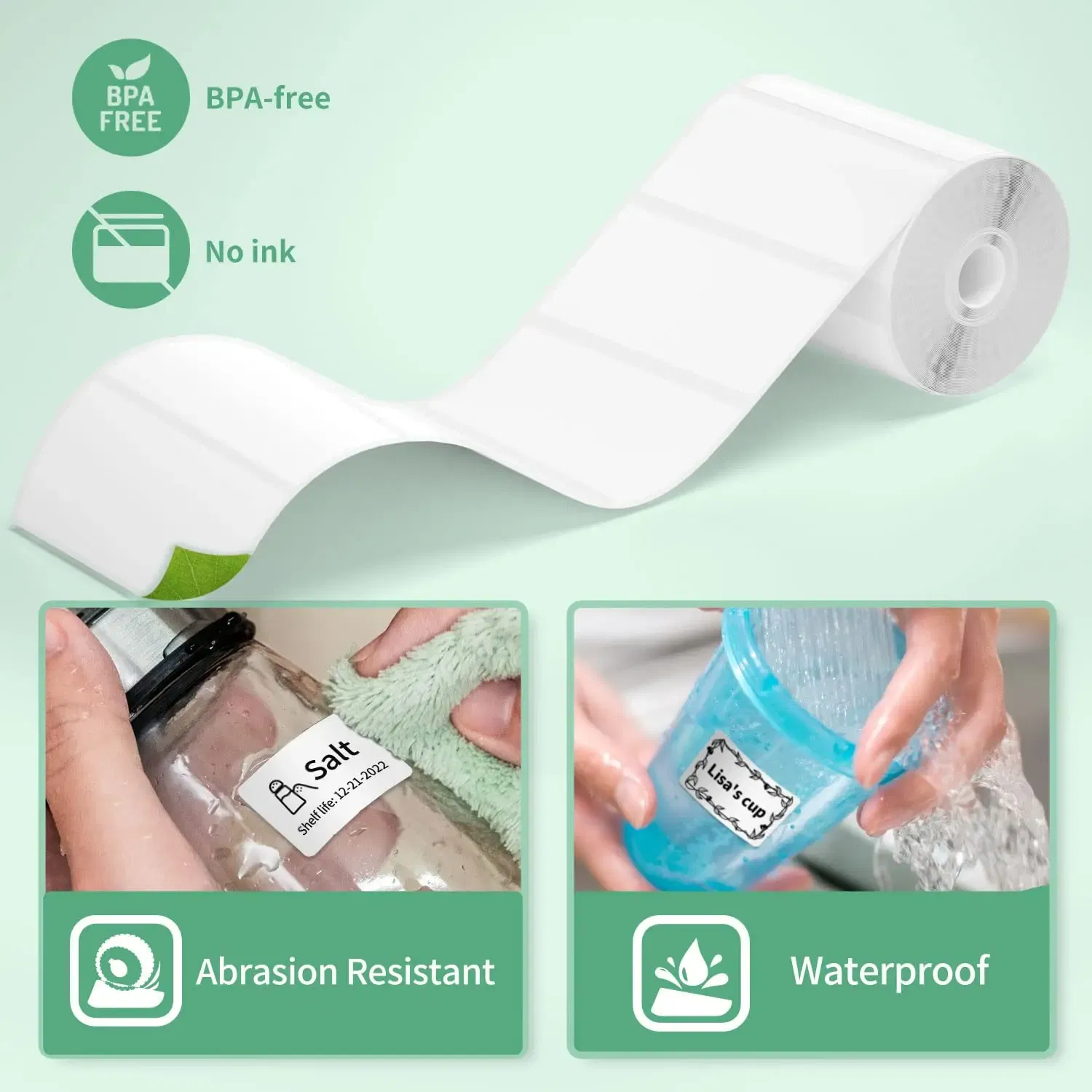 Color: Green - Label Maker Paper Phomemo M110 Label for Small Business Multi-Purpose Thermal Sticker for Phomemo M110 M221 M200 M220 Printer