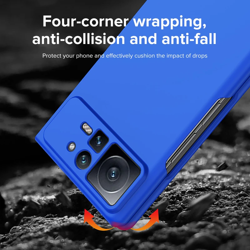 Color: Gold, Material: ABS - For Xiaomi MIX Fold2 Protective Case Mix Fold2 Official Flip Case Made of Plain PU Leather, anti Drop Folding Anti Fingerprint