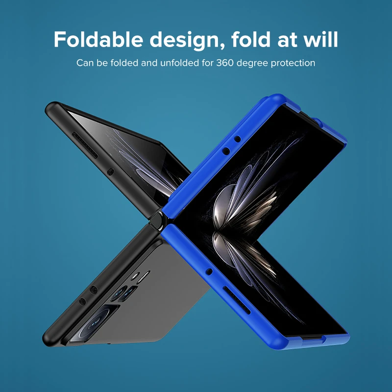 Color: Gold, Material: ABS - For Xiaomi MIX Fold2 Protective Case Mix Fold2 Official Flip Case Made of Plain PU Leather, anti Drop Folding Anti Fingerprint